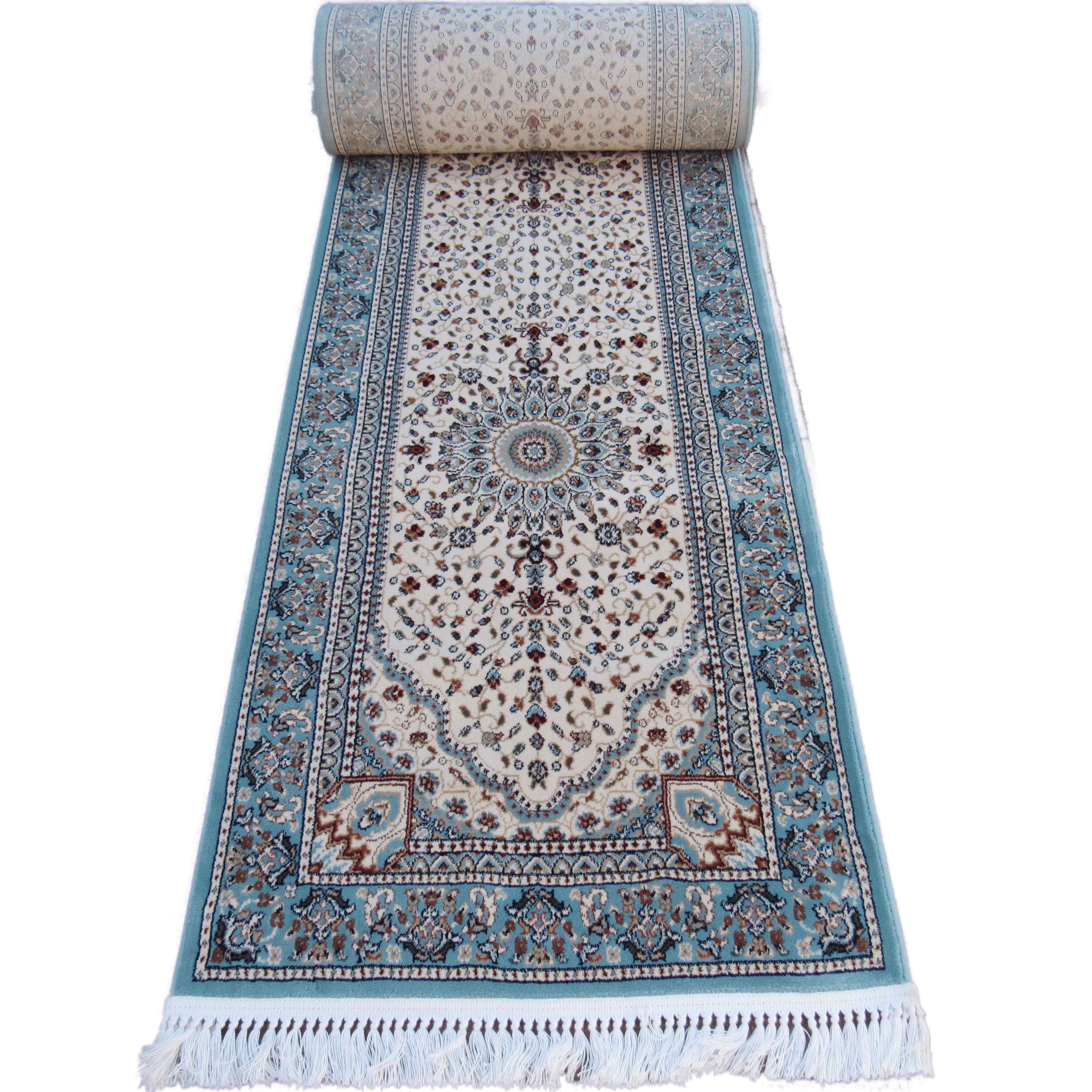 BK Carpets & Rugs - Indoor Persian Inspired Runner- 80cm x 6m - Blue - Cream