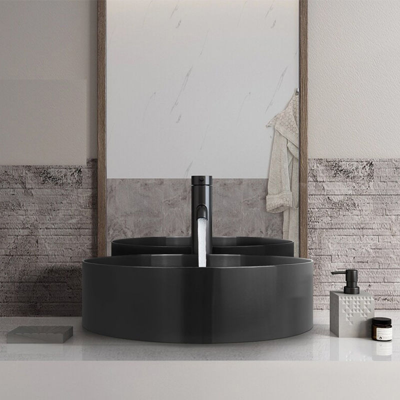 Avery Round Stainless Steel Wash Basin-Black