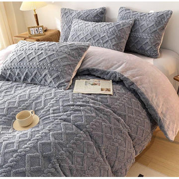 Geometric Sherpa 5 Piece Comforter Set - Grey - Queen/King Size