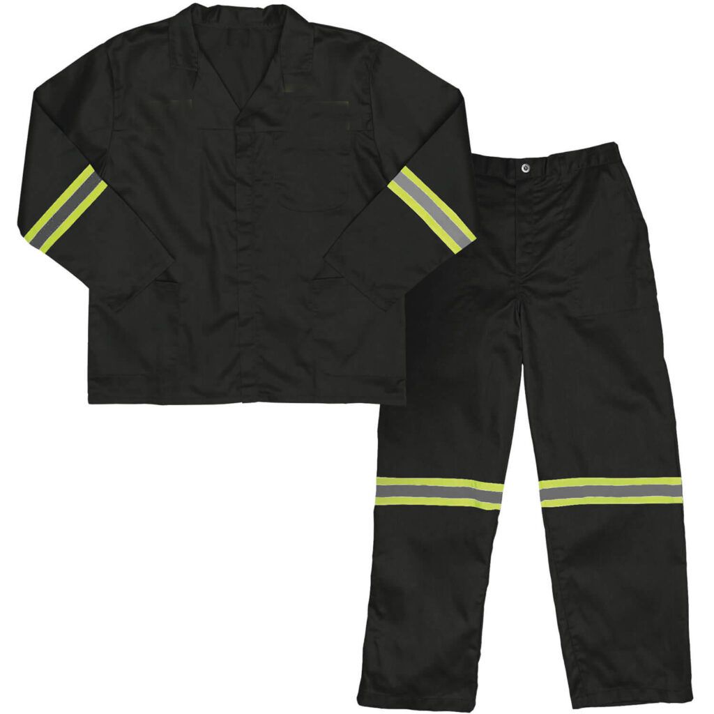2 Piece Black Worksuit With Reflective Arms And Legs - 40 x 48 cm