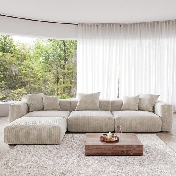 Brio Corduroy L Shape Sofa (beige)