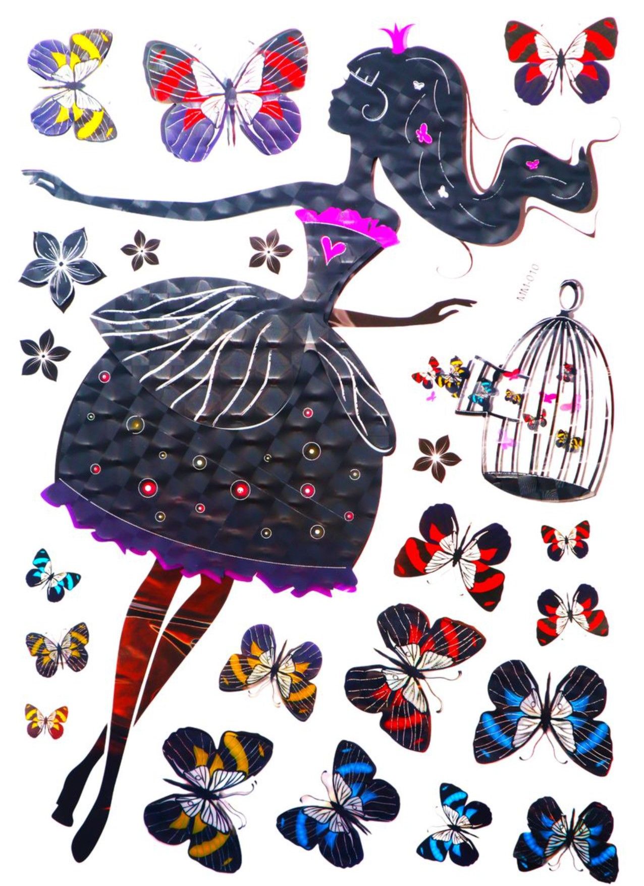 5D Wall Art Self Adhesive Sticker Sheet - Lovely Lady Design