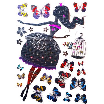 5D Wall Art Self Adhesive Sticker Sheet - Lovely Lady Design