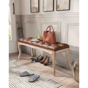 QandAHome-Genuine Leather Bedroom Bench