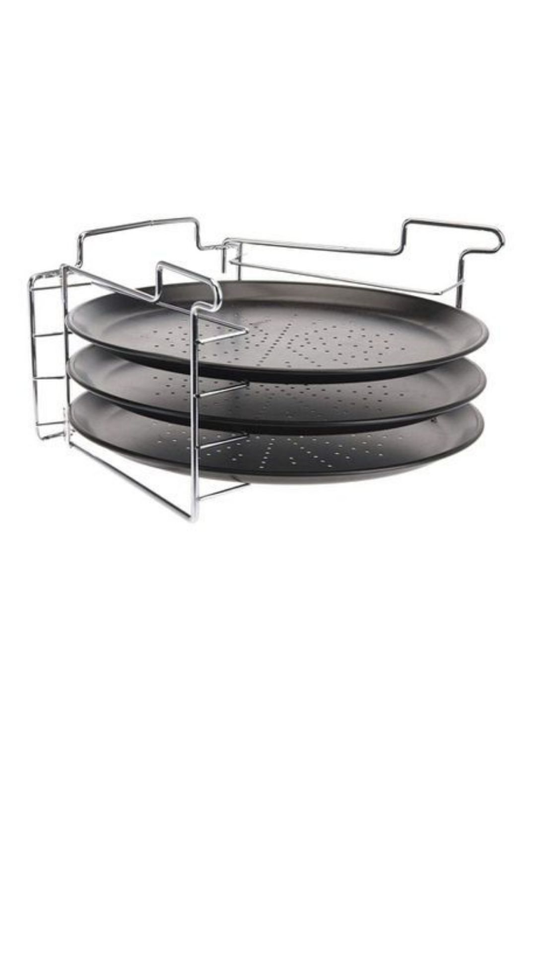3 Pieces Of Non-Stick Round Pizza Pan Tray With Rack