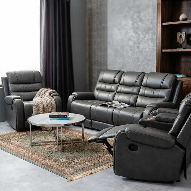 KC FURN-Grey Alpine 5 Action Recliner Lounge Suite