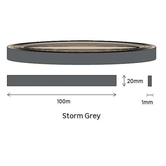 Edging PVC Roll Storm Grey-1mm thick-w20mmxl100m