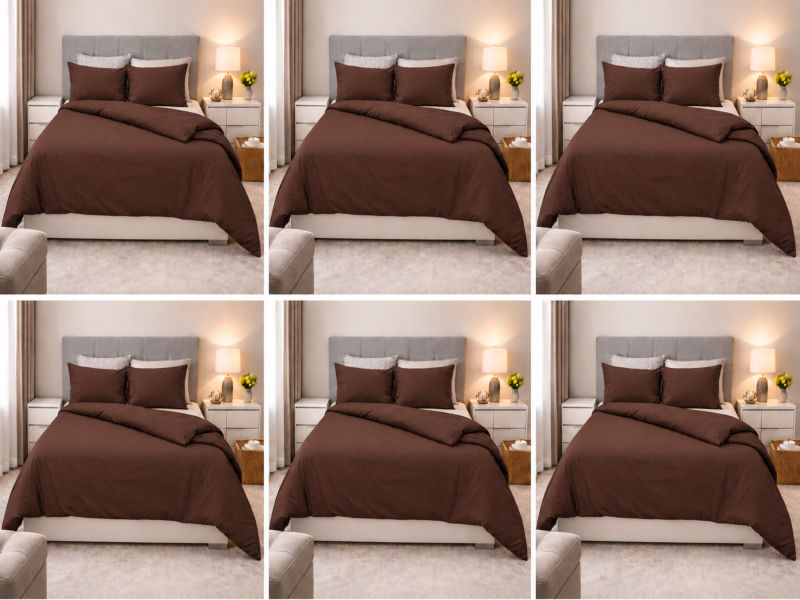 Everyday Collection Duvet Cover Set - Plain - 90GSM- (6Sets) Tiramisu - Queen