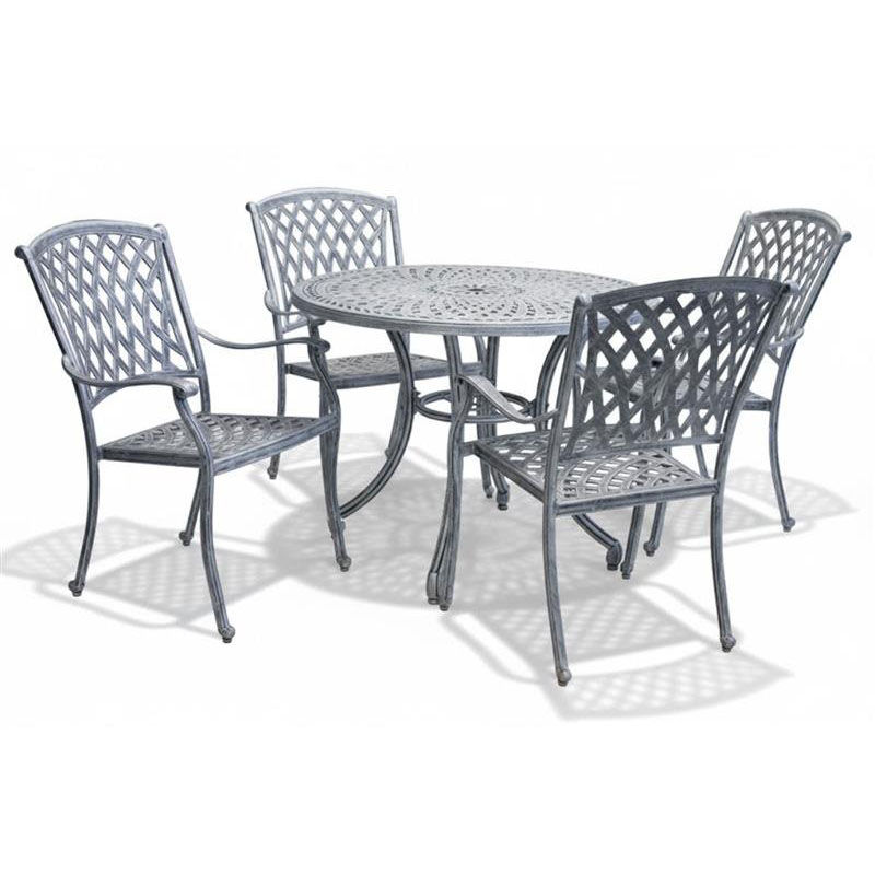 Tuscan Aluminium Dining Set 4-Seater 1000mm Round (Silver)