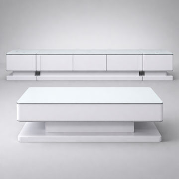 Lucky Furn Modern High-Gloss White TV Stand & Coffee Table Set