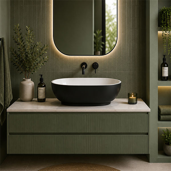 Ovale Polished White / Midnight Quartz Basin