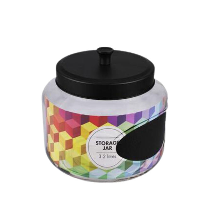 Glass Storage Jar Chalk Label 18cm x 20cm 3.2L (Pack of 2)