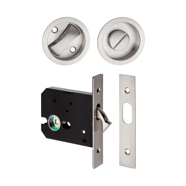 Modern WC hook lock set in brushed stainless steel finish