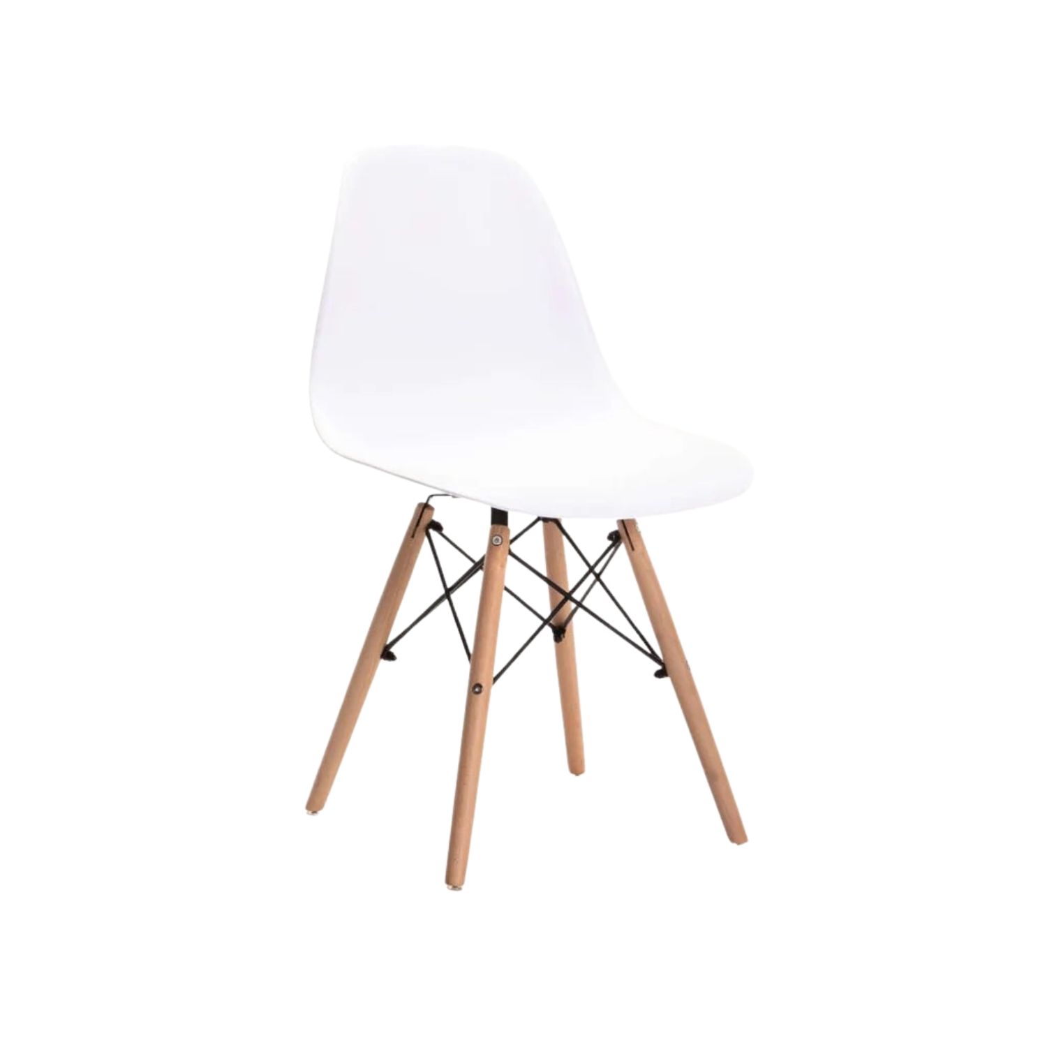 Mid-Century Wooden Leg Dining Chair - White