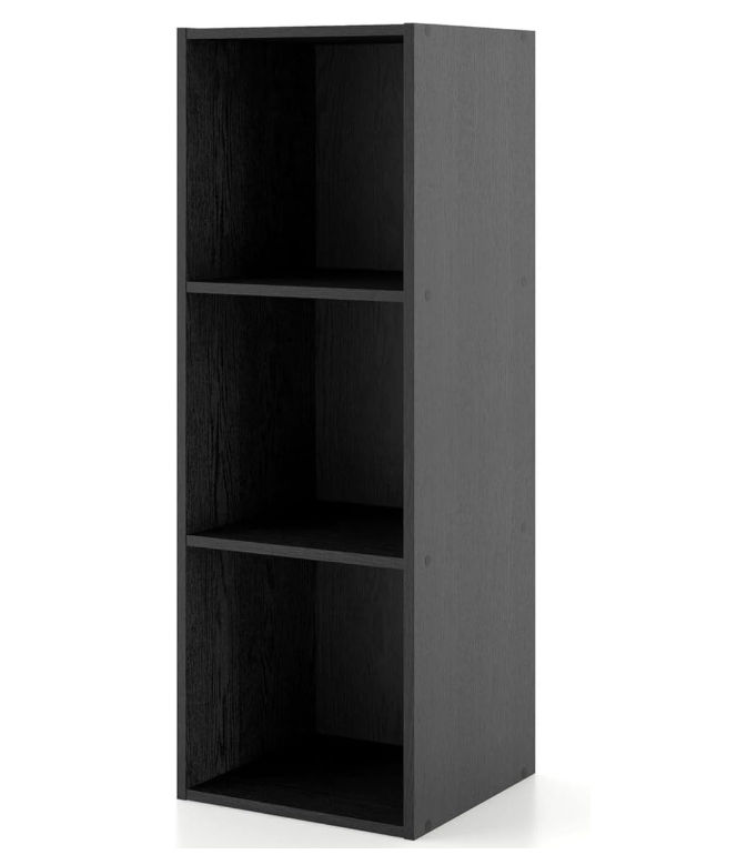 3 Cube Storage Organizer Shelves Stackable Wood Bookcase Fits Cubby Bins - Black