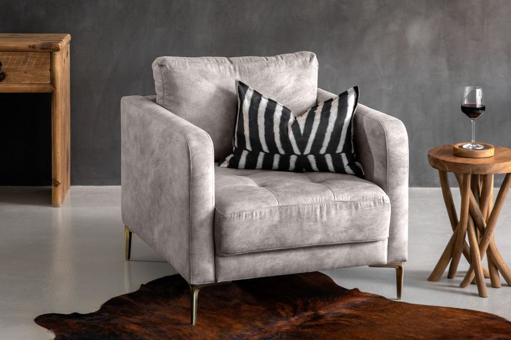 HAYDEN ARMCHAIR MODERN MICROFIBRE ARMCHAIR STONE