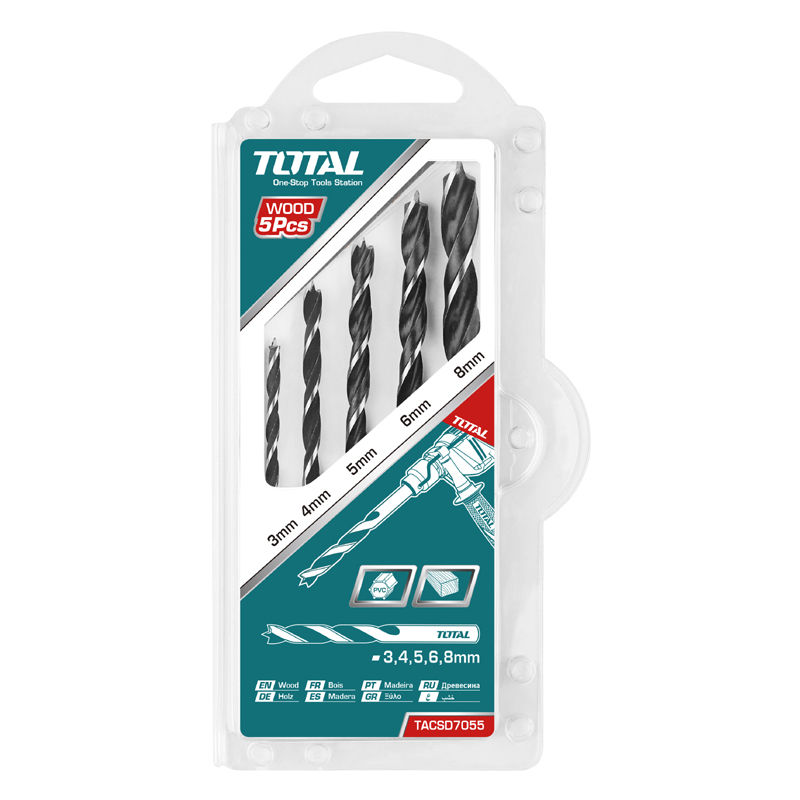 5Pcs Wood Drill Bits Set TOTAL Tools
