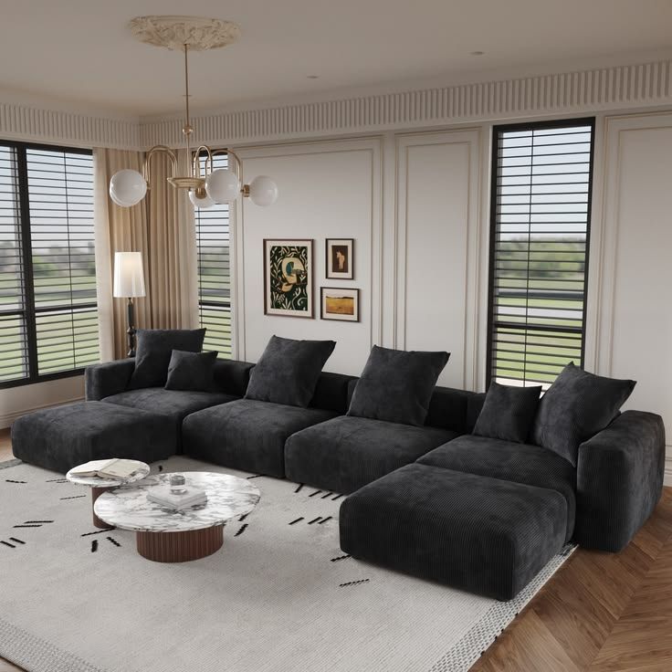Corduroy sectional u-shaped