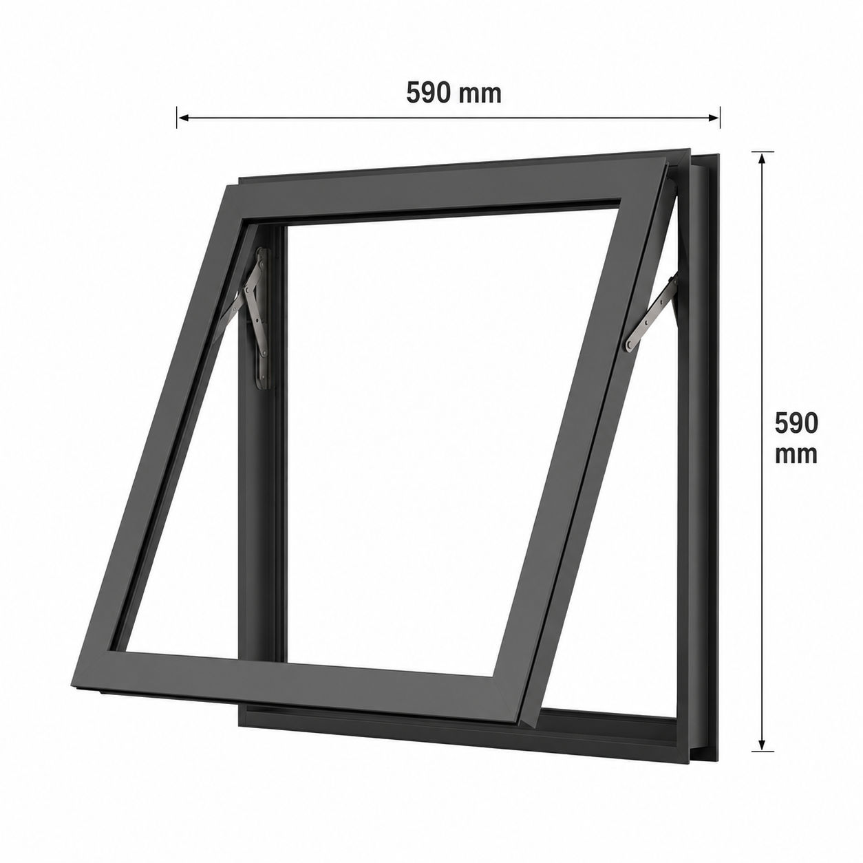 Top Hung Aluminium Window – Charcoal PT66 590 590 mm 1 Vent