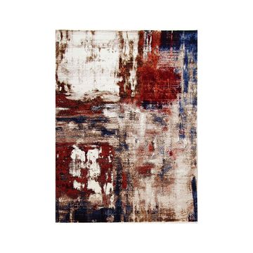 BK Carpets & Rugs - Modern Abstract Contemporary Rug – 2m x 2,9m -Beige, Red & Blue