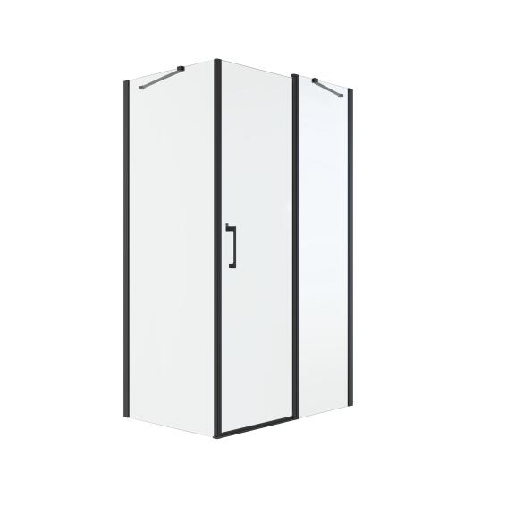 Shower Door Pivot and Fixed Panels Remix Black with Clear Glass 80x120x195cm
