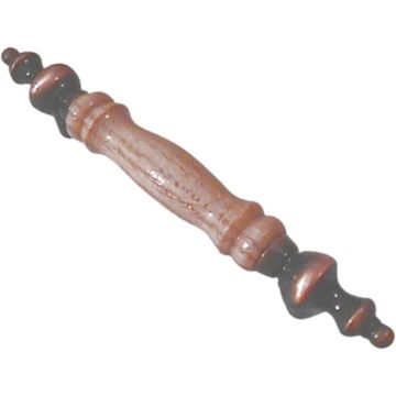 Classic Cupboard Handle with Oak Insert - 96mm - Antique Copper