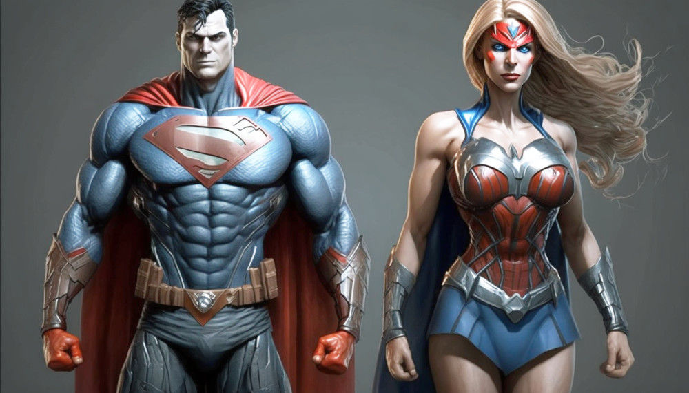 Canvas Wall Art - Canvas Wall Art –Male and Female Superhero - B1065 - [120 x 80 cm]