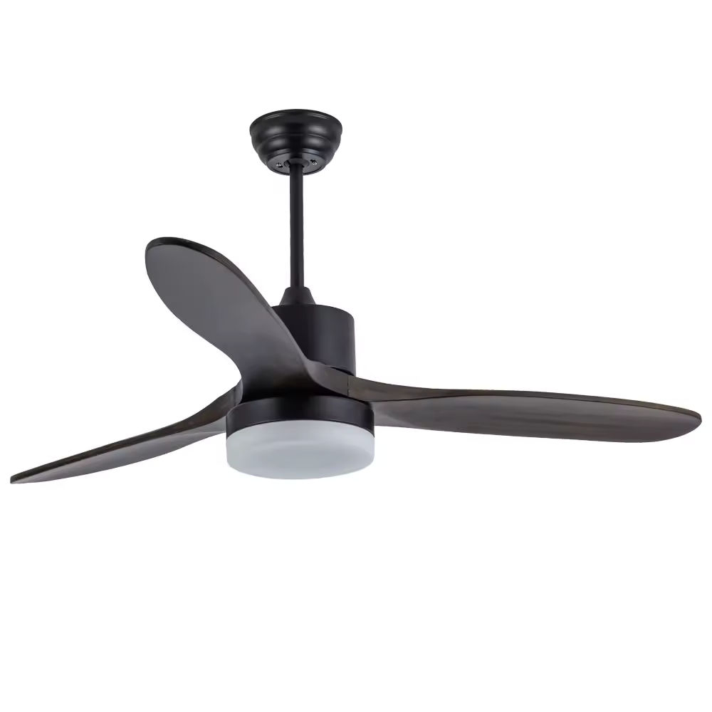 Ceiling Fan Light with Wooden Blades – Walnut Wood & Black - FLWD001