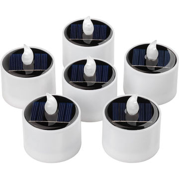 Stellar Lighting Solar Tea Lights Rechargeable LED Flameless Candle 6 Pack