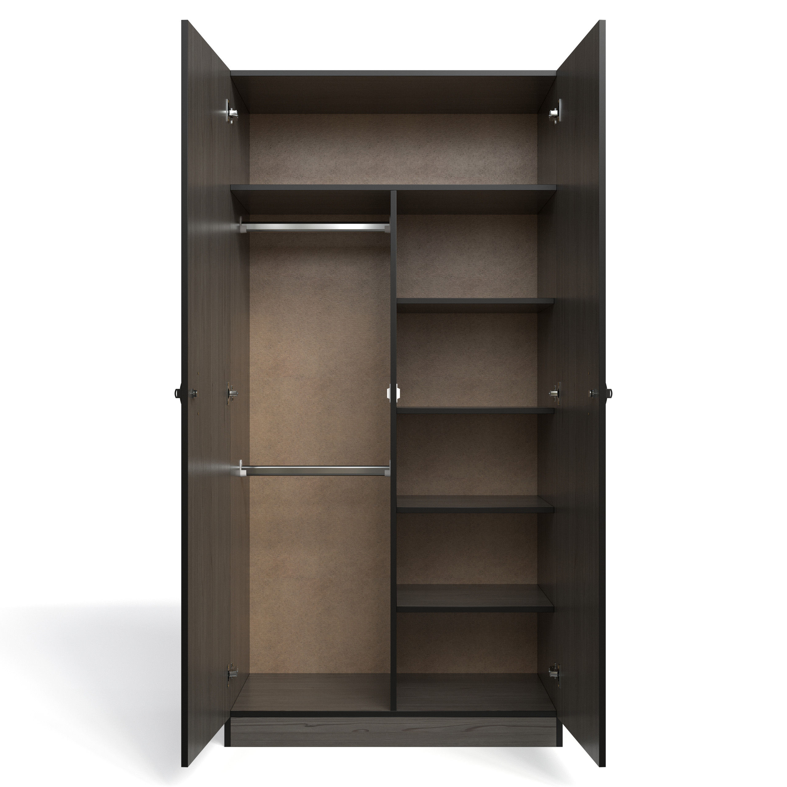 Price Cut - 2 Door Combo Wardrobe - Smoked Cedar