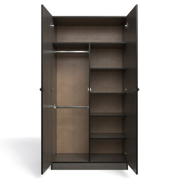 Price Cut - 2 Door Combo Wardrobe - Smoked Cedar