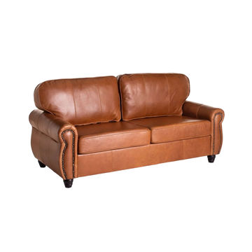 Vividitto - Revue Genuine Leather 3 Seater Couch - Pecan