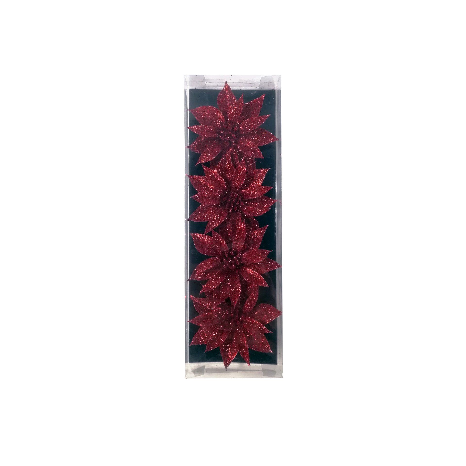 POINSETTIA ON CLIP 2COL ASS RED