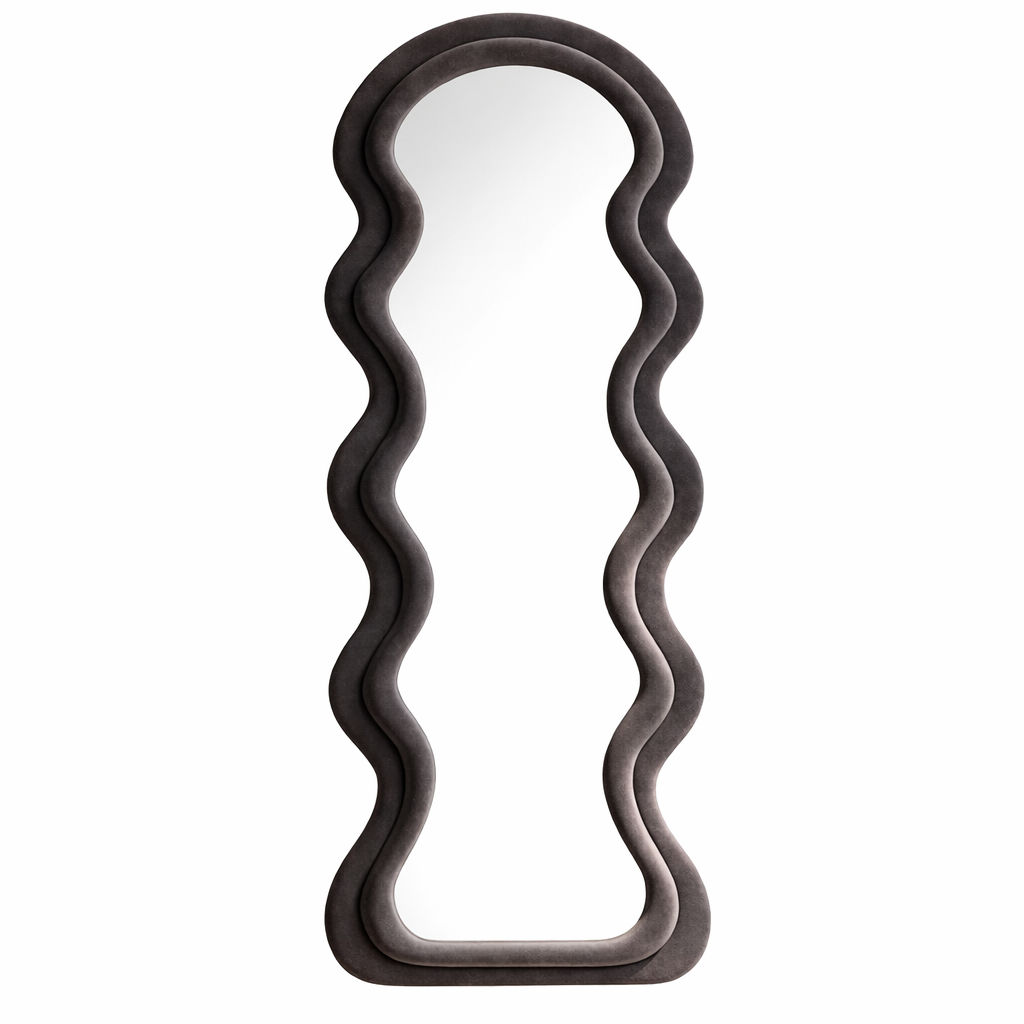 Ziyane Wavy Teddy Full-Length Mirror 160 cm x 60 cm- Black