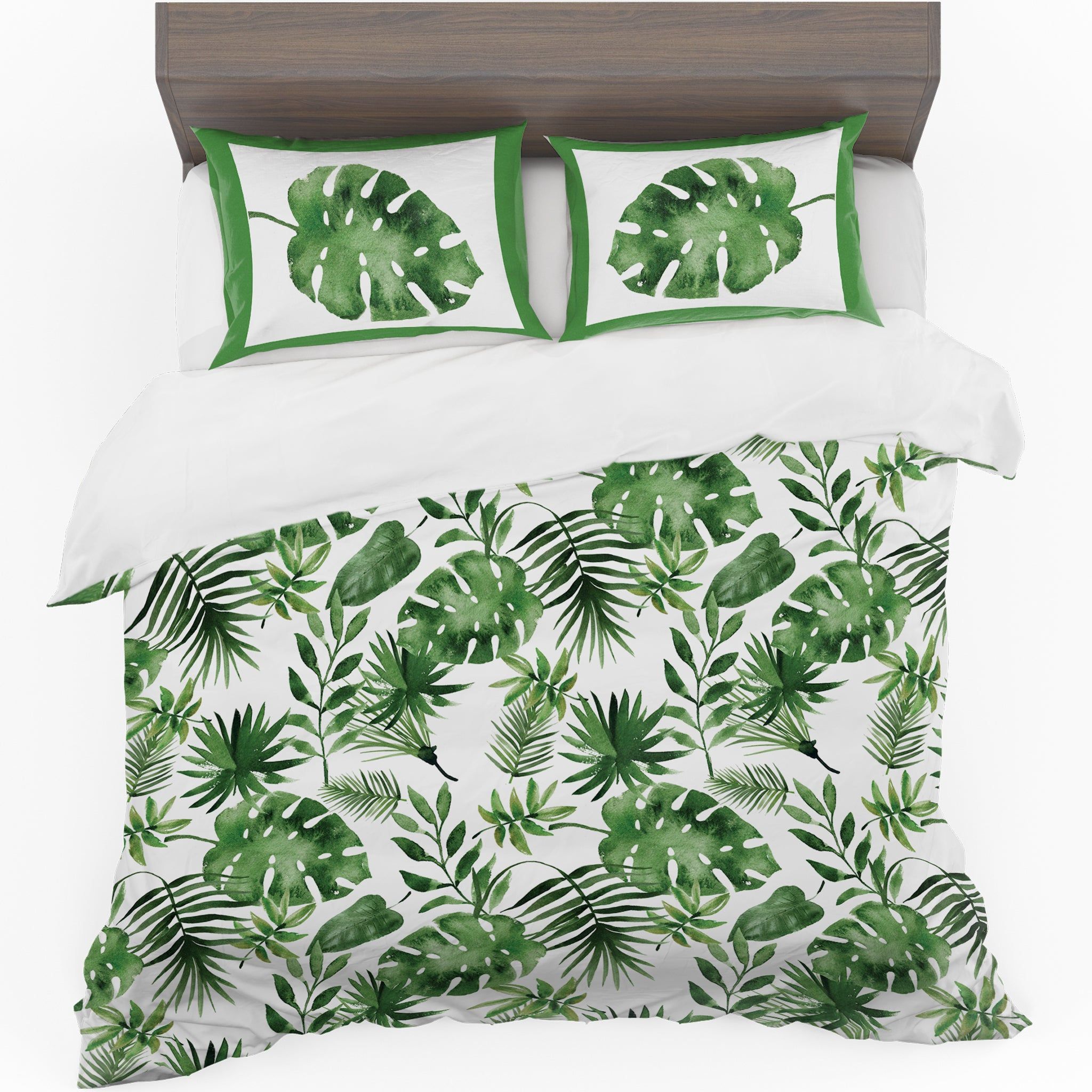 Juego De Funda Nórdica Hojas Verdes - Microfibra Suave 240x260 Cm, Cremallera Oculta