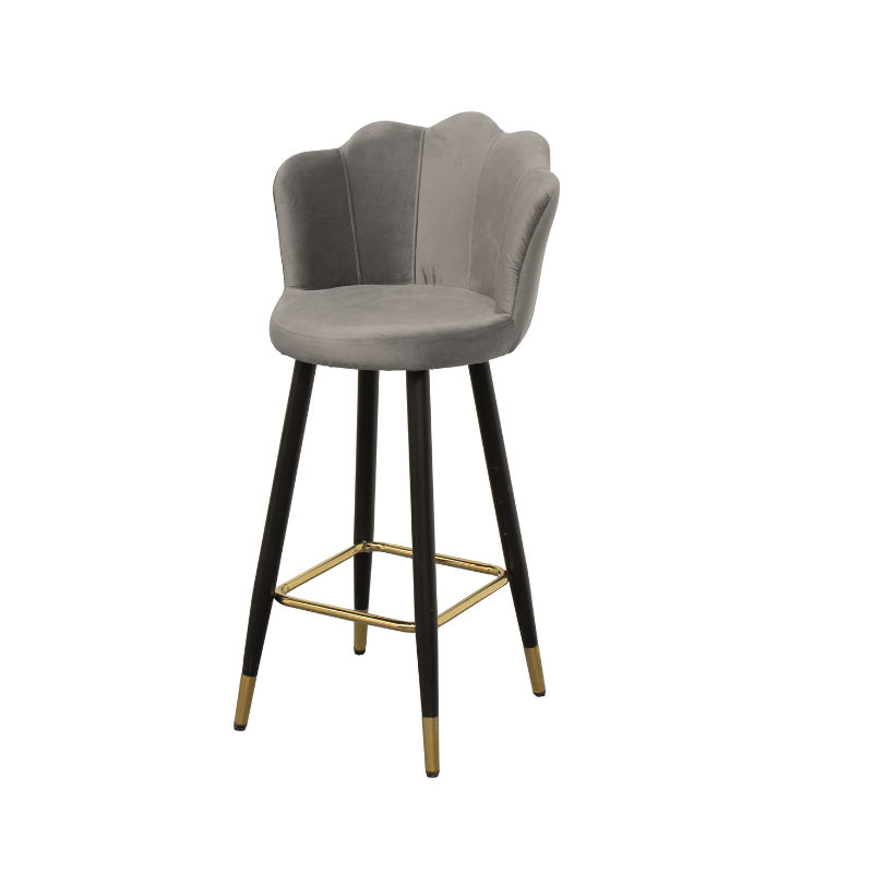 GOF Furniture -Theodore Flower Velvet Kitchen Bar Stool,Grey