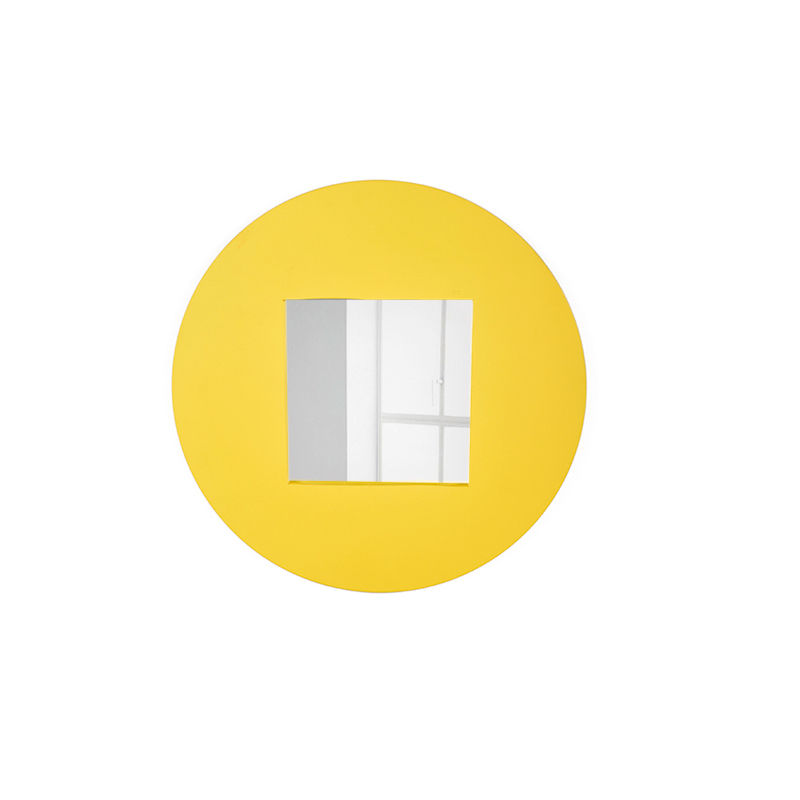 ROUND WOODEN FRAME MIRROR YELLOW
