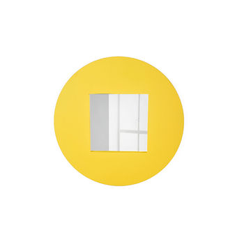 ROUND WOODEN FRAME MIRROR YELLOW