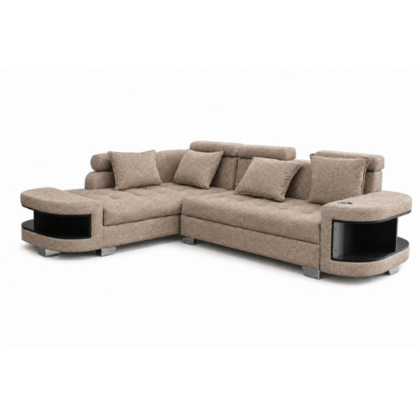 Maggie L Shape Corner Sofa-Chenille Fabric Brown