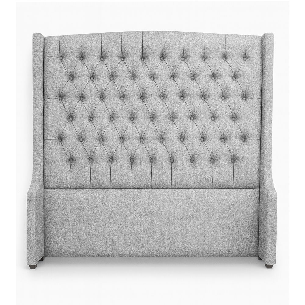 Reya Buttoned Wing Headboard Queen Light Grey