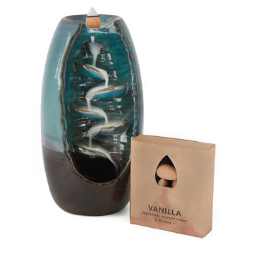OCO Life Ceramic Mountain Water Fall Burner with Backflow Incense Cones