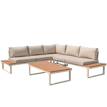 Shayd - 4pc Idris Indoor/Outdoor Corner Sofa Set - Cream