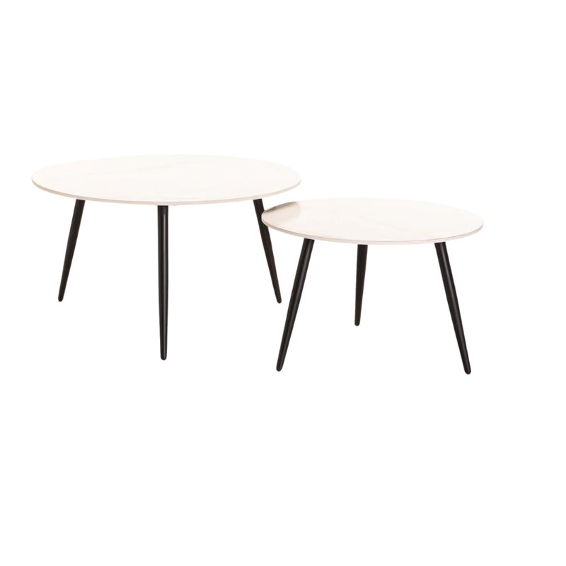 Fia Set of 2 Stone Top Coffee Table - White