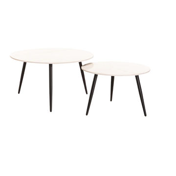 Fia Set of 2 Stone Top Coffee Table - White