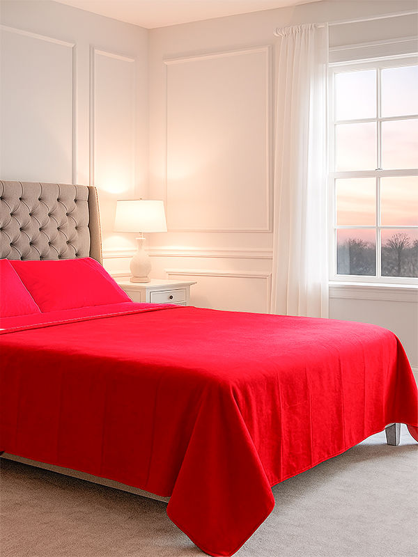 Simply Sleep - Everyday Collection Flat Sheet- 90GSM - True Red- Queen XL (30pc)