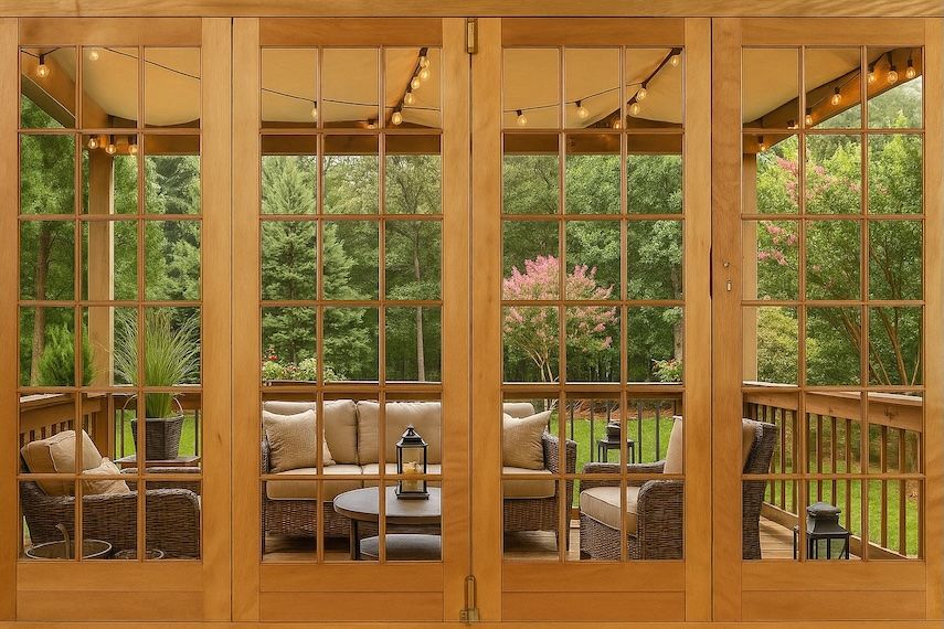 Winsters - FAS4PD4L - Wood Fold A-Side Door 3404X2115cm Natural Open to Left Viewed From Outside