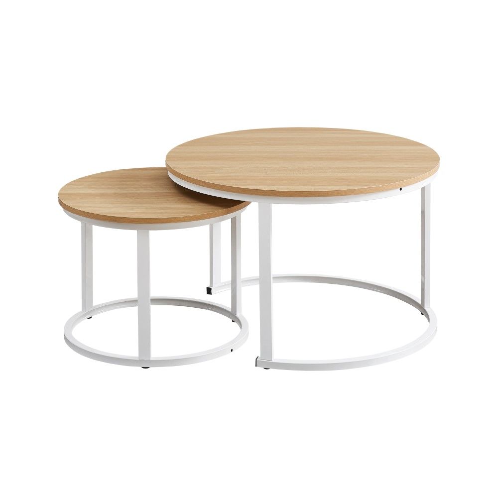 2 Piece Extra Large Coffee Table Indus Series - Oak With White Frame