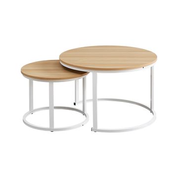 2 Piece Extra Large Coffee Table Indus Series - Oak With White Frame