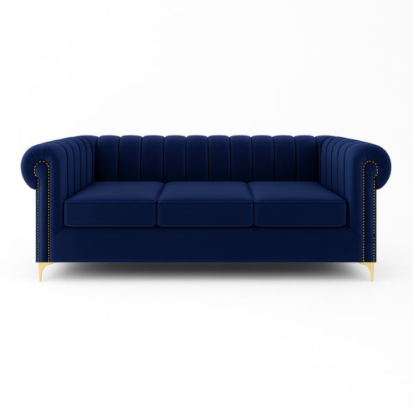 Latina 3 Seater Stripe Couch - Blue