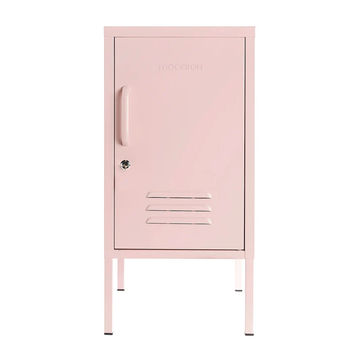 Steel Single Door Bedside Pedestal Locker Shorty Storage Cabinet - Peach Pink
